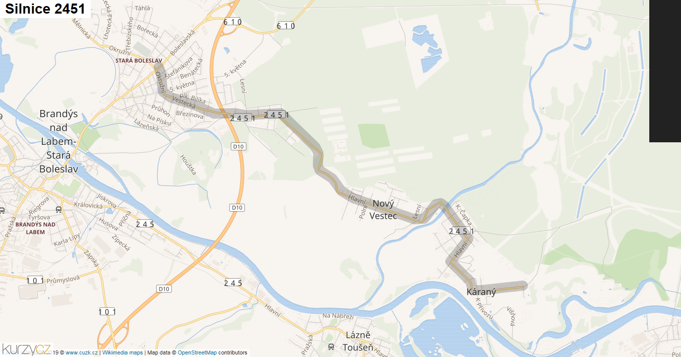 Silnice 2451 - mapa Silnice 2451