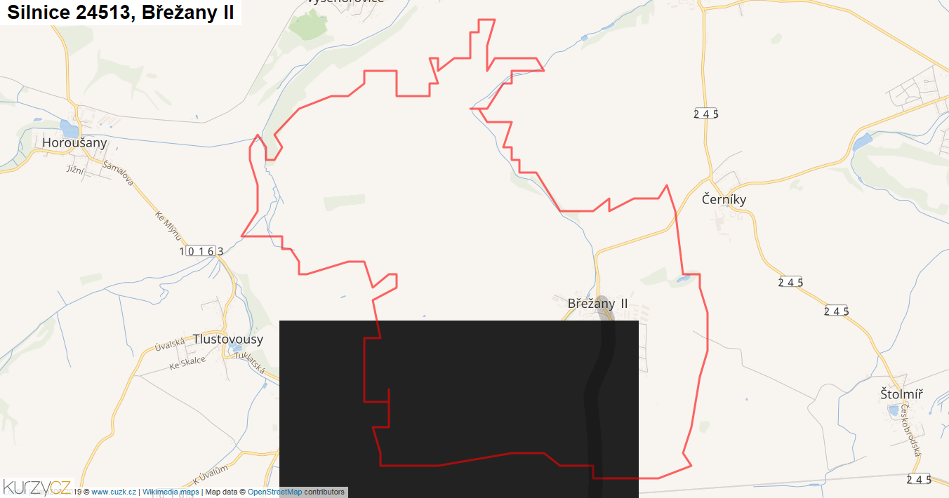 Břežany II, Silnice 24513 - Mapa