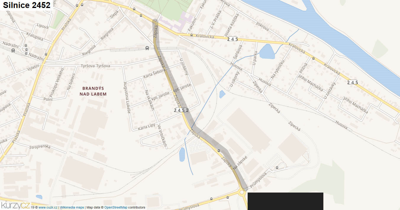 Silnice 2452 - mapa Silnice 2452