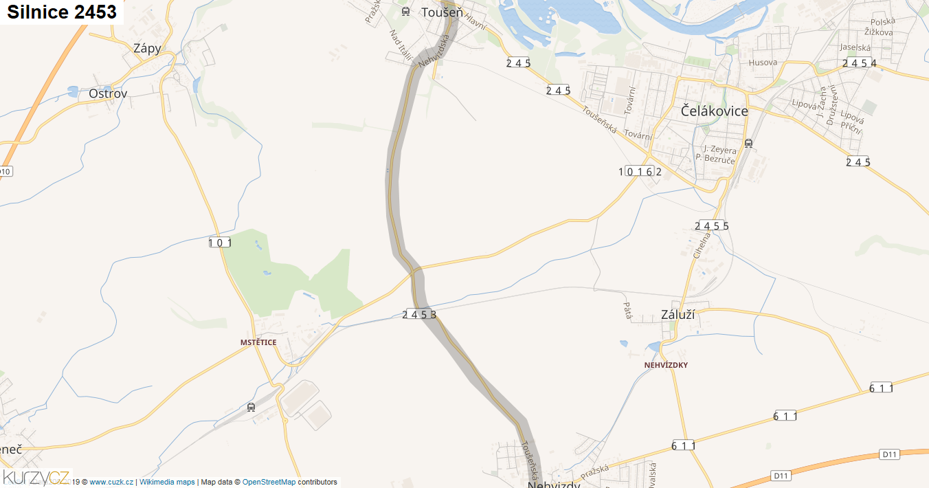 Silnice 2453 - mapa Silnice 2453