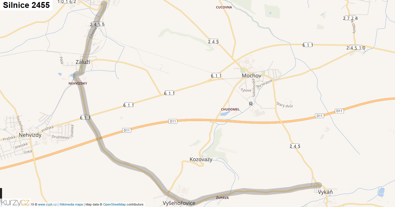 Silnice 2455 - mapa Silnice 2455