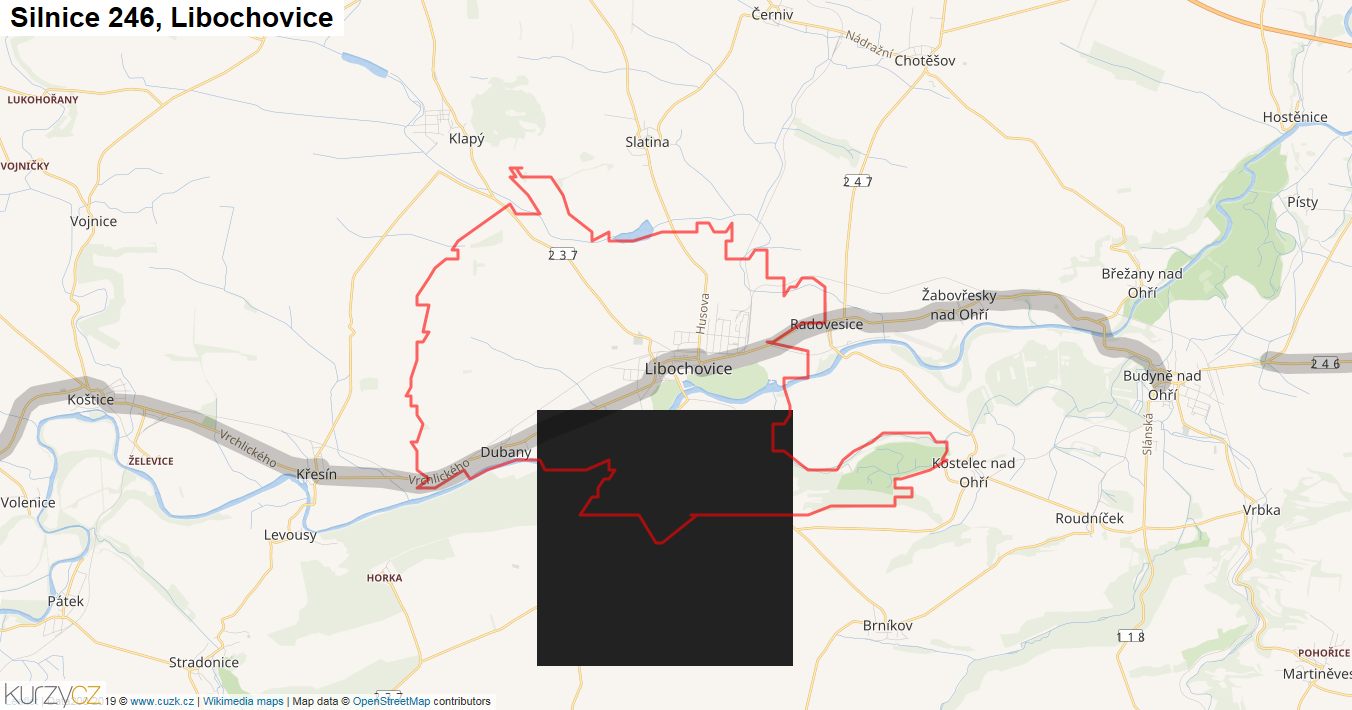 Libochovice, Silnice 246 - Mapa