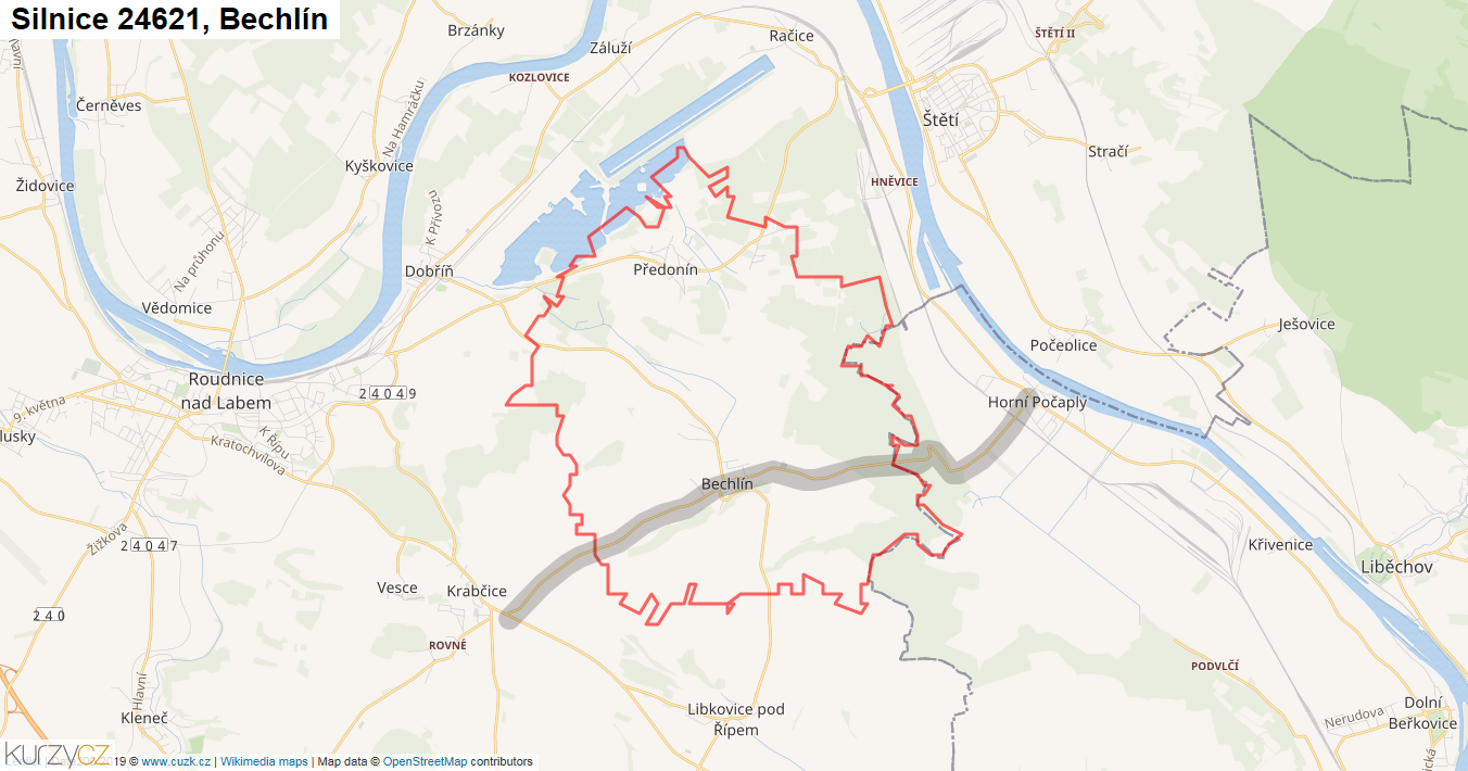 Bechlín, Silnice 24621 - Mapa