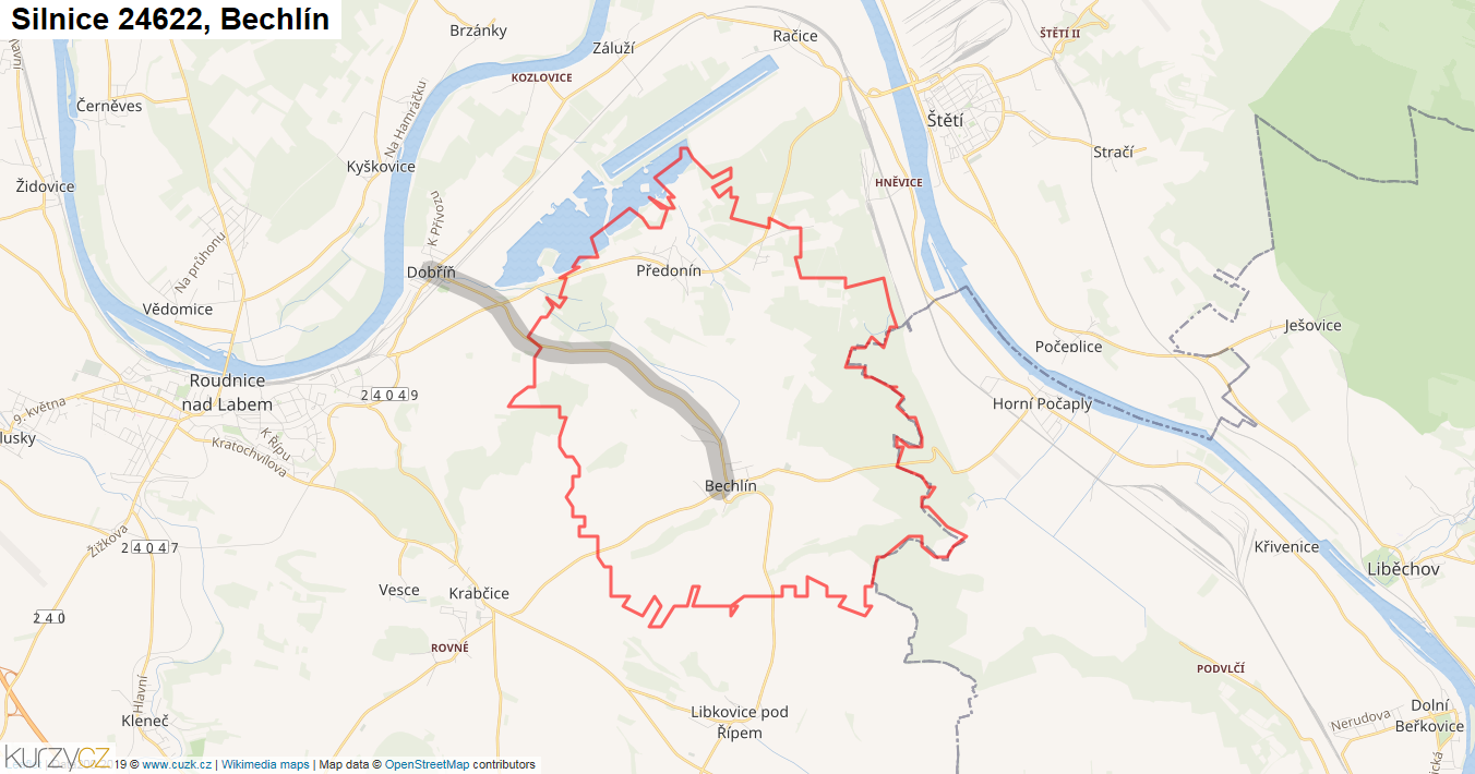 Bechlín, Silnice 24622 - Mapa