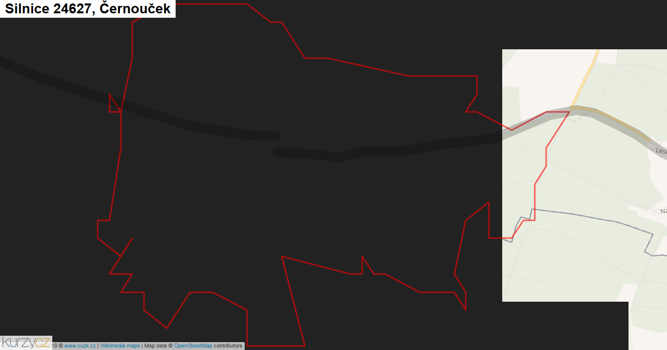 Černouček, Silnice 24627 - Mapa