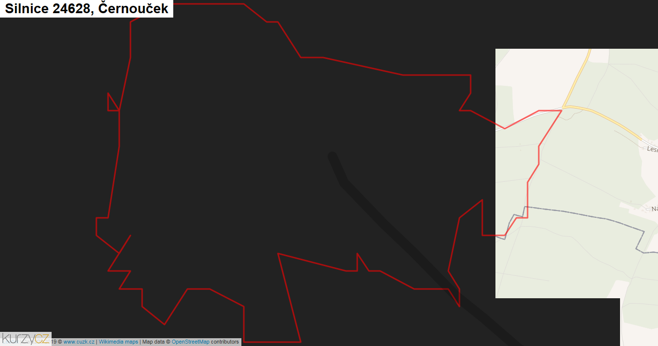 Černouček, Silnice 24628 - Mapa