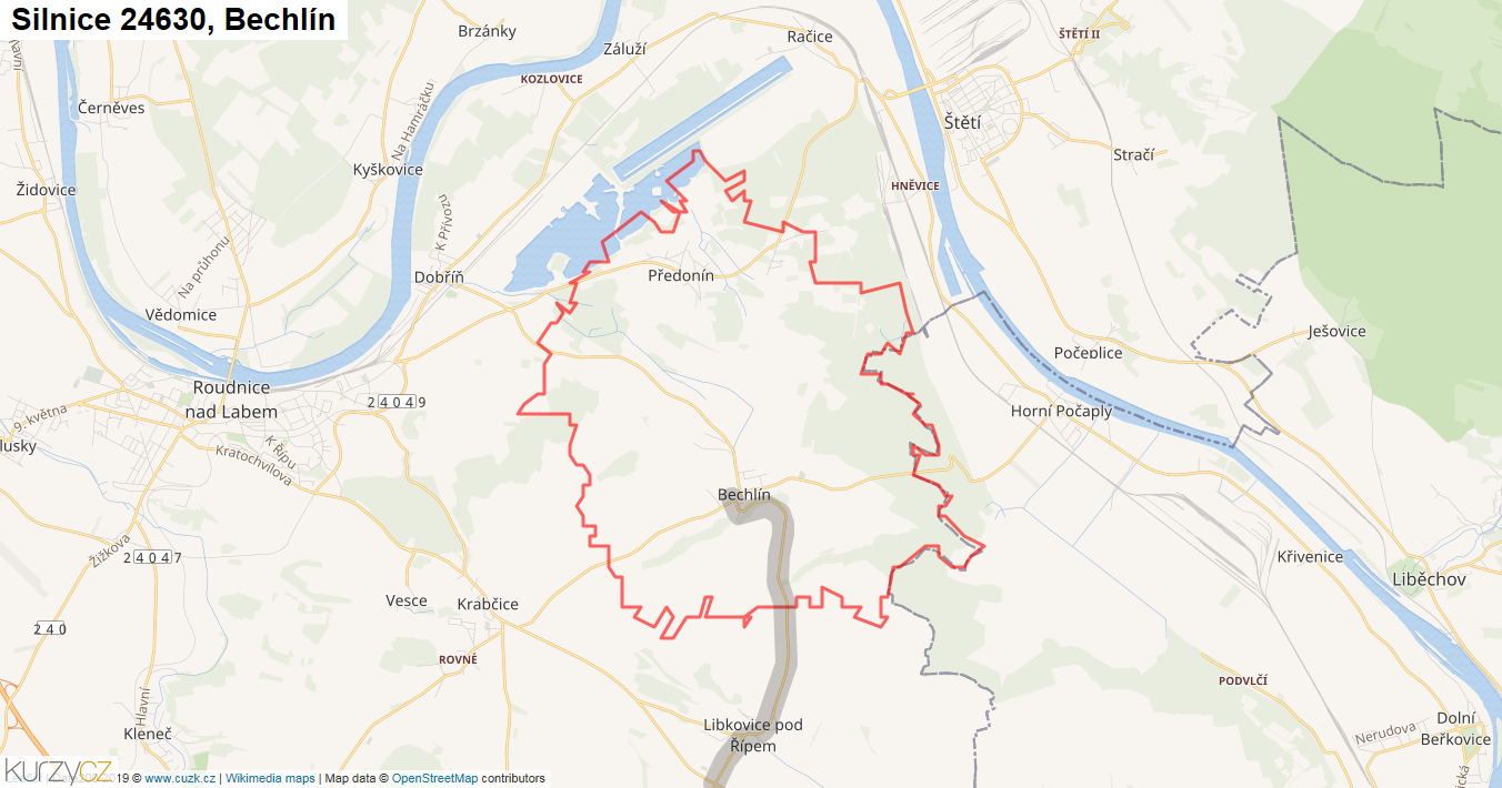 Bechlín, Silnice 24630 - Mapa