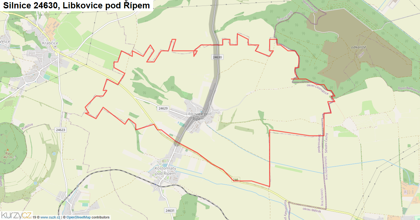 Libkovice pod Řípem, Silnice 24630 - Mapa