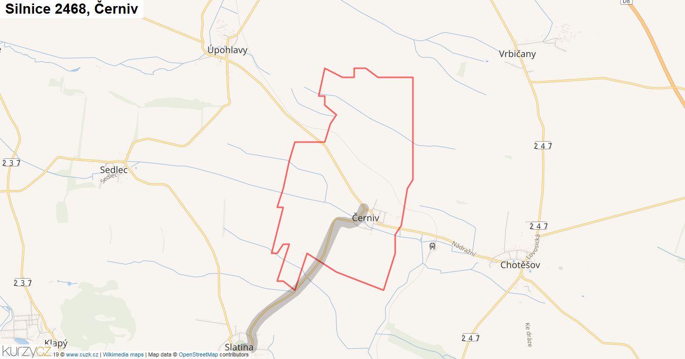 Černiv, Silnice 2468 - Mapa