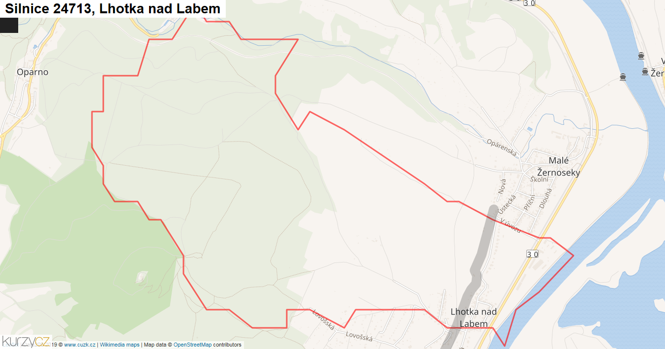 Lhotka nad Labem, Silnice 24713 - Mapa