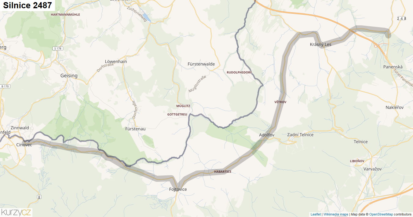 Silnice 2487 - mapa Silnice 2487