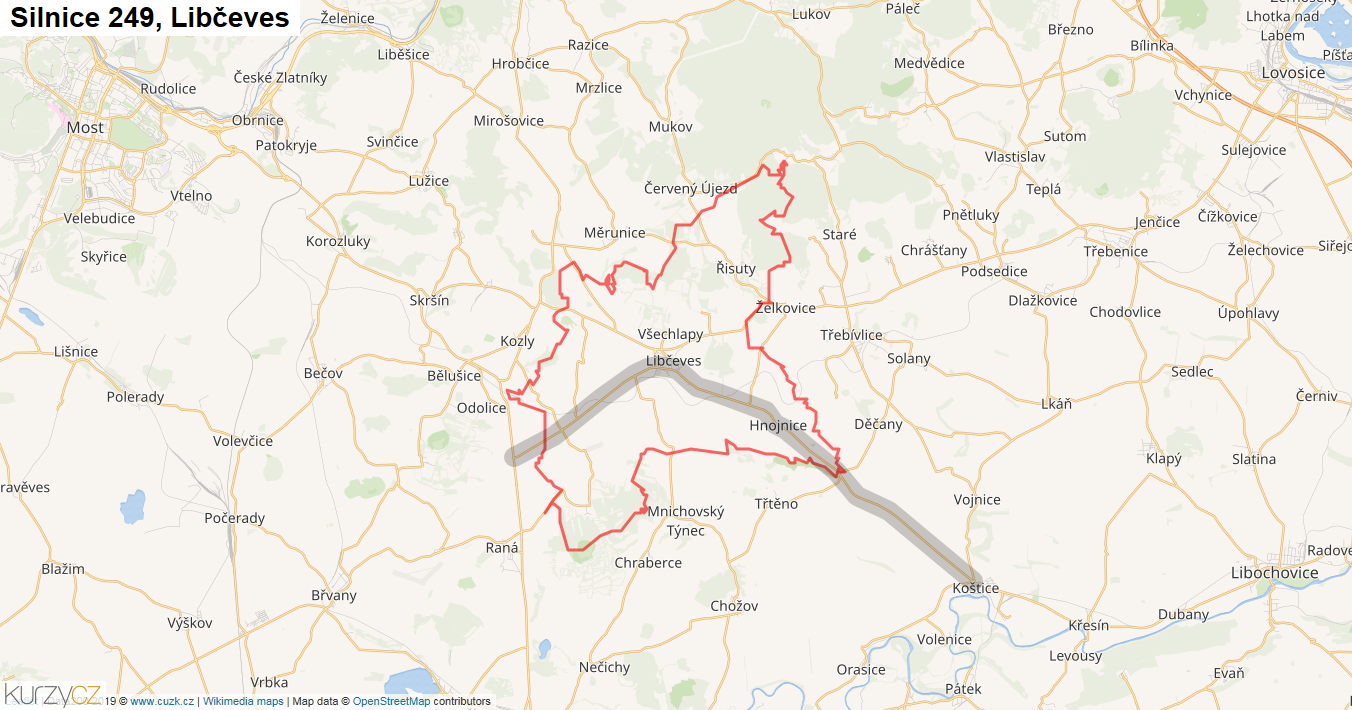 Libčeves, Silnice 249 - Mapa