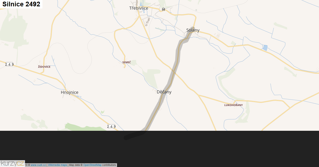Silnice 2492 - mapa Silnice 2492