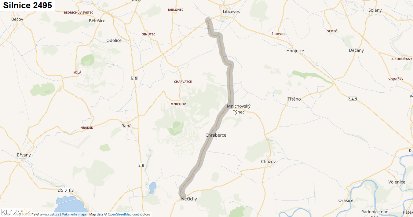 Silnice 2495 - mapa Silnice 2495