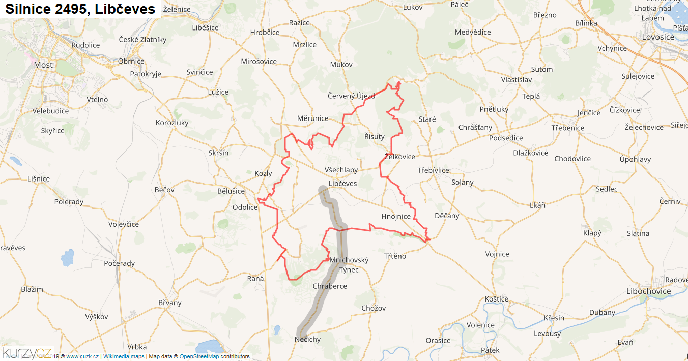 Libčeves, Silnice 2495 - Mapa