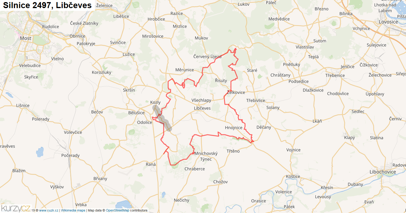 Libčeves, Silnice 2497 - Mapa