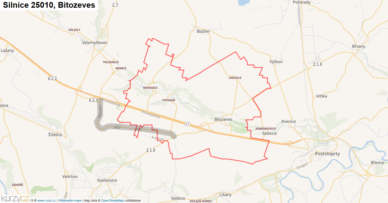 Bitozeves, Silnice 25010 - Mapa