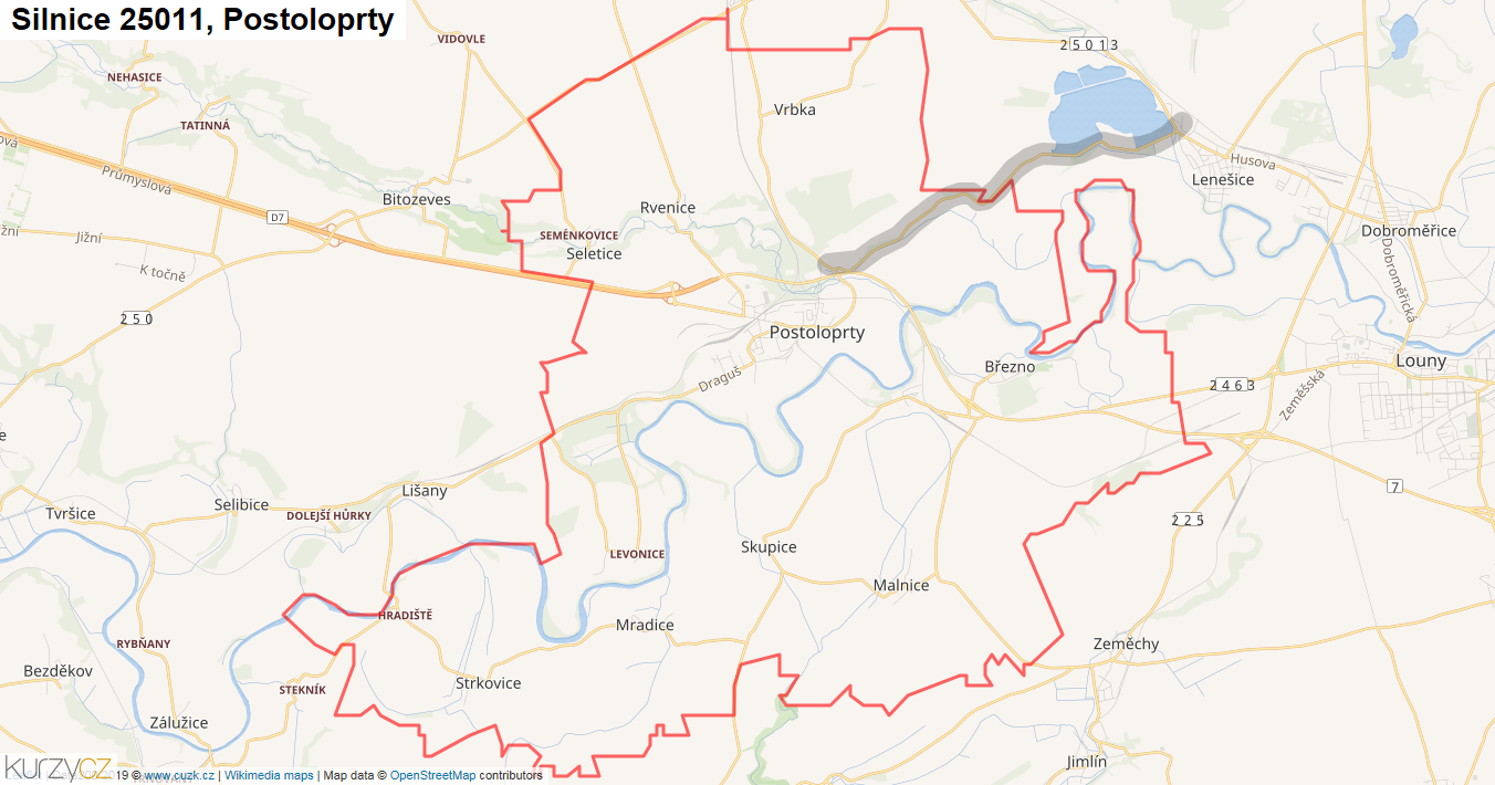 Postoloprty, Silnice 25011 - Mapa