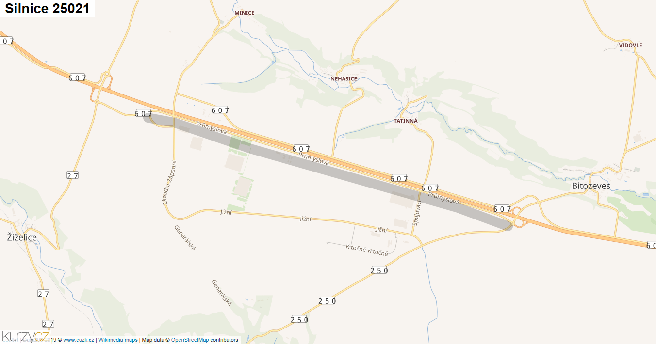 Silnice 25021 - mapa Silnice 25021