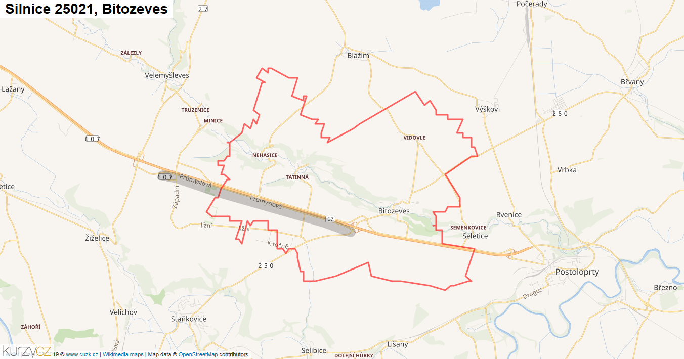 Bitozeves, Silnice 25021 - Mapa