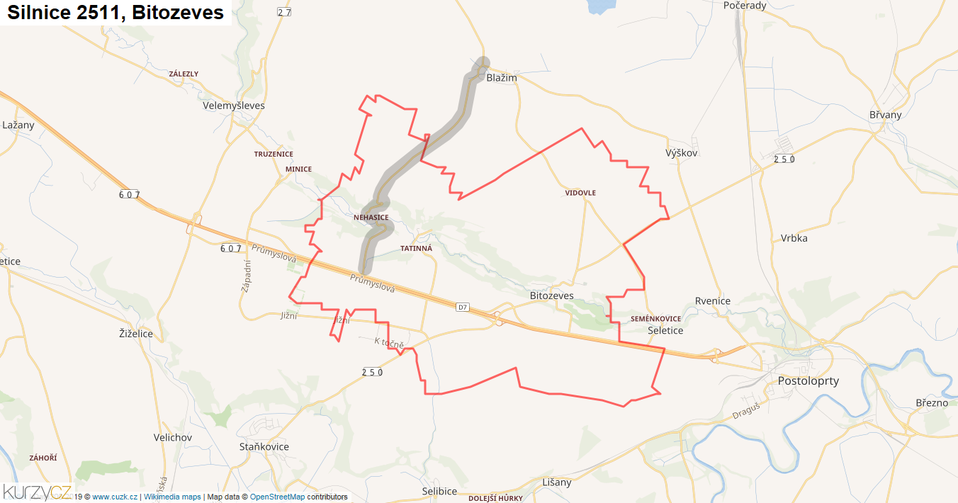 Bitozeves, Silnice 2511 - Mapa