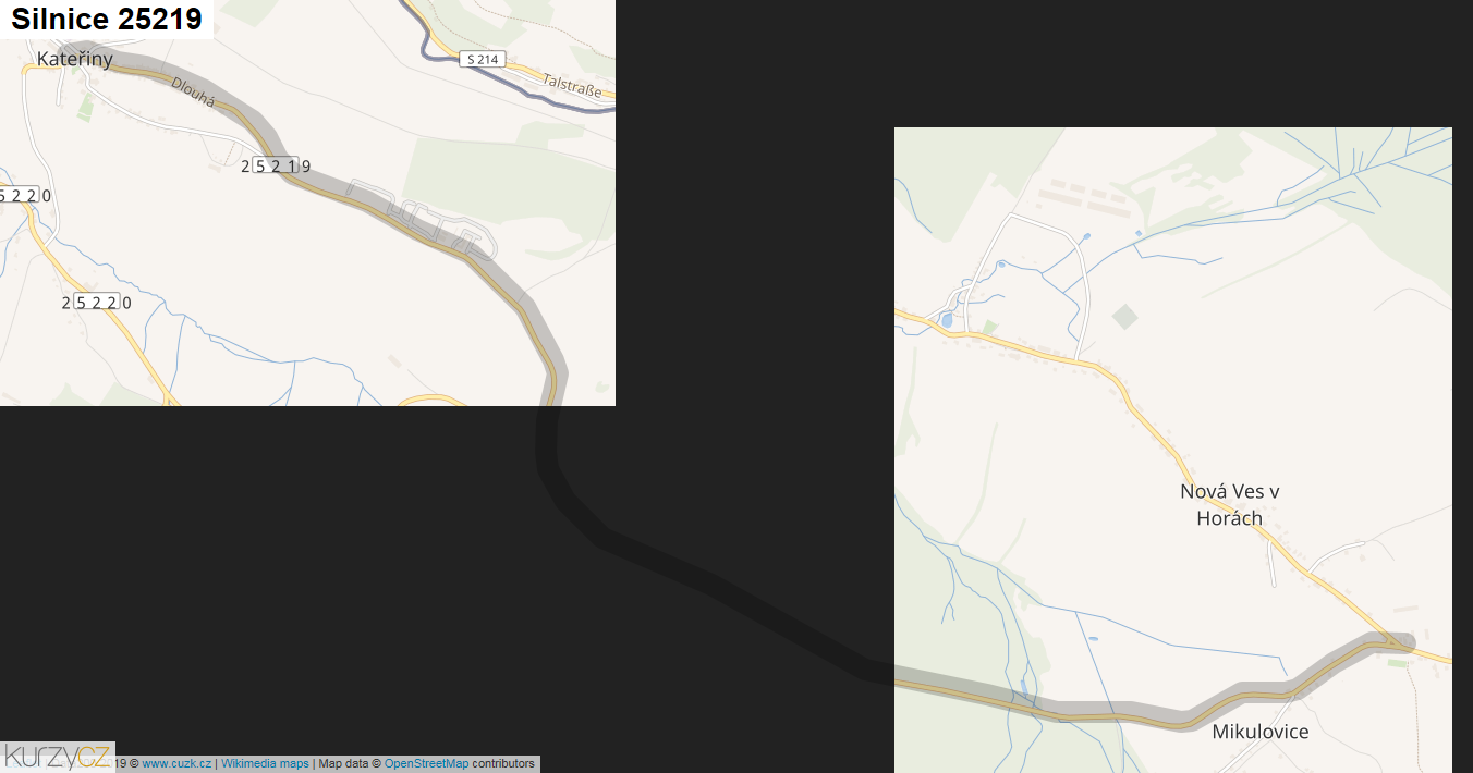 Silnice 25219 - mapa Silnice 25219