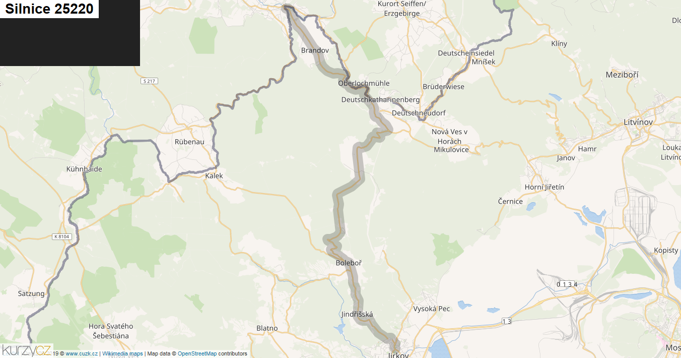 Silnice 25220 - mapa Silnice 25220