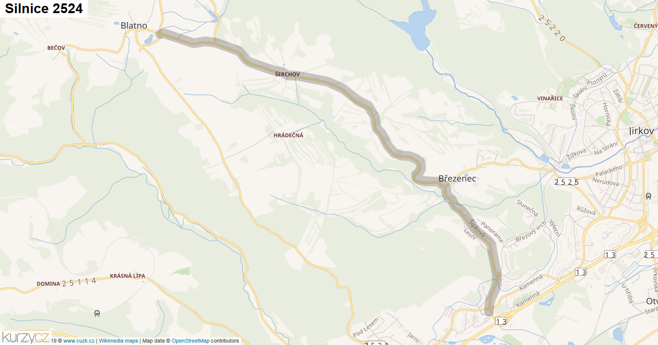 Silnice 2524 - mapa Silnice 2524