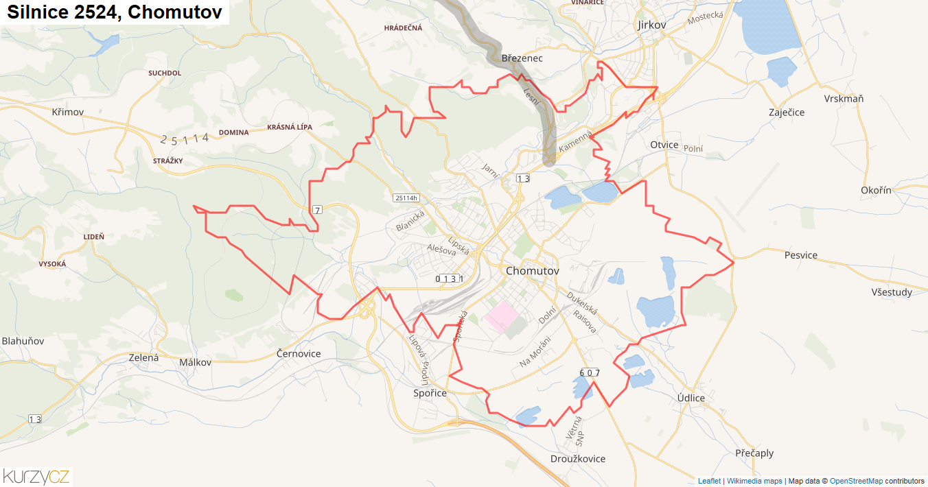 Chomutov, Silnice 2524 - Mapa