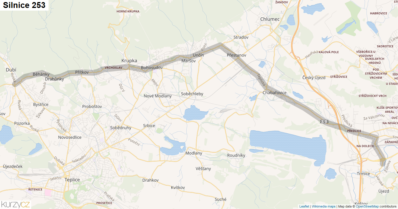 Silnice 253 - mapa Silnice 253