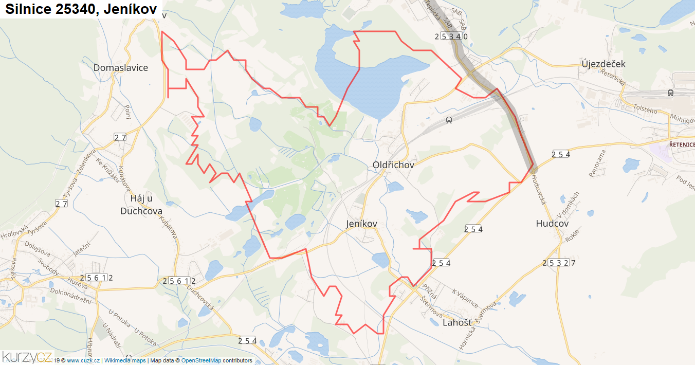 Jeníkov, Silnice 25340 - Mapa