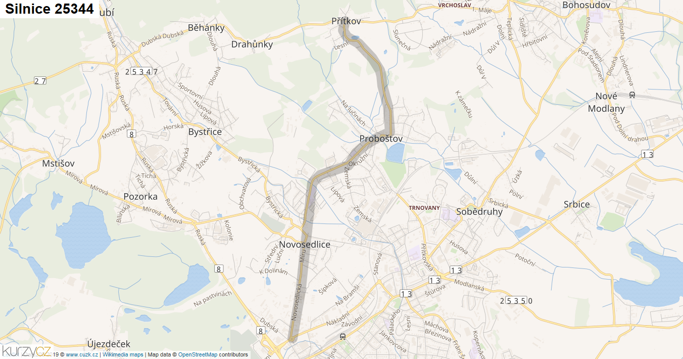 Silnice 25344 - mapa Silnice 25344