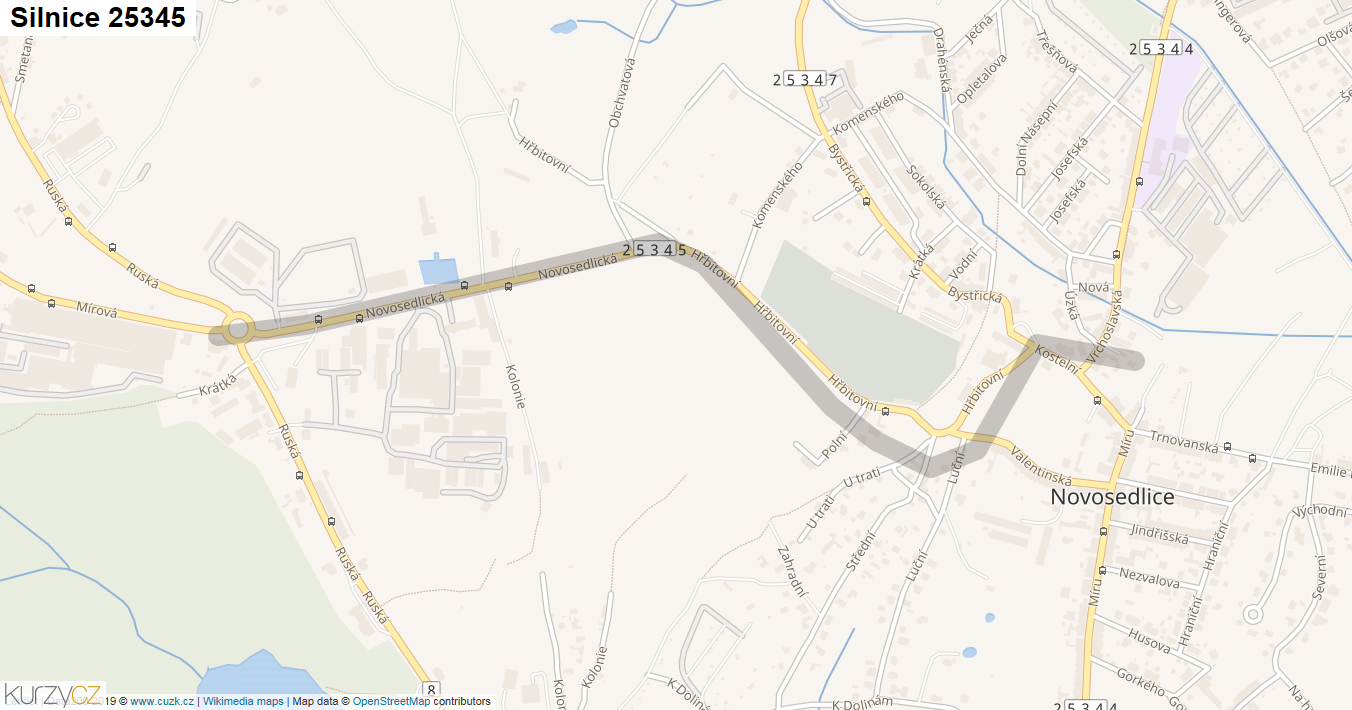 Silnice 25345 - mapa Silnice 25345