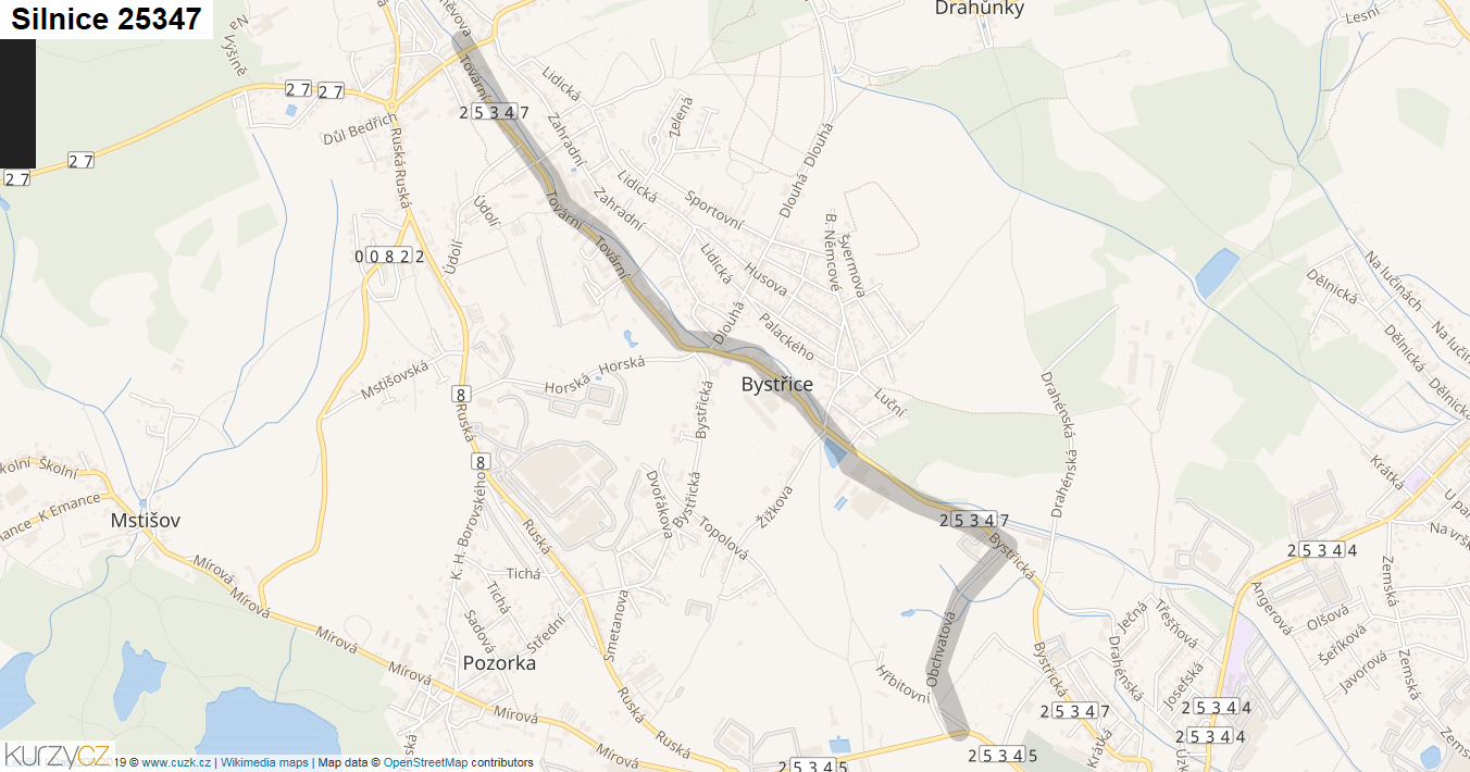 Silnice 25347 - mapa Silnice 25347