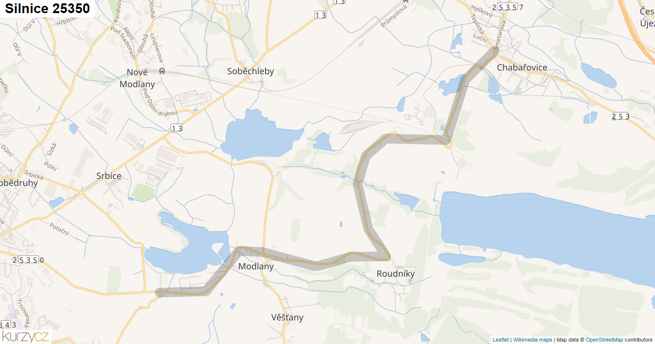 Silnice 25350 - mapa Silnice 25350