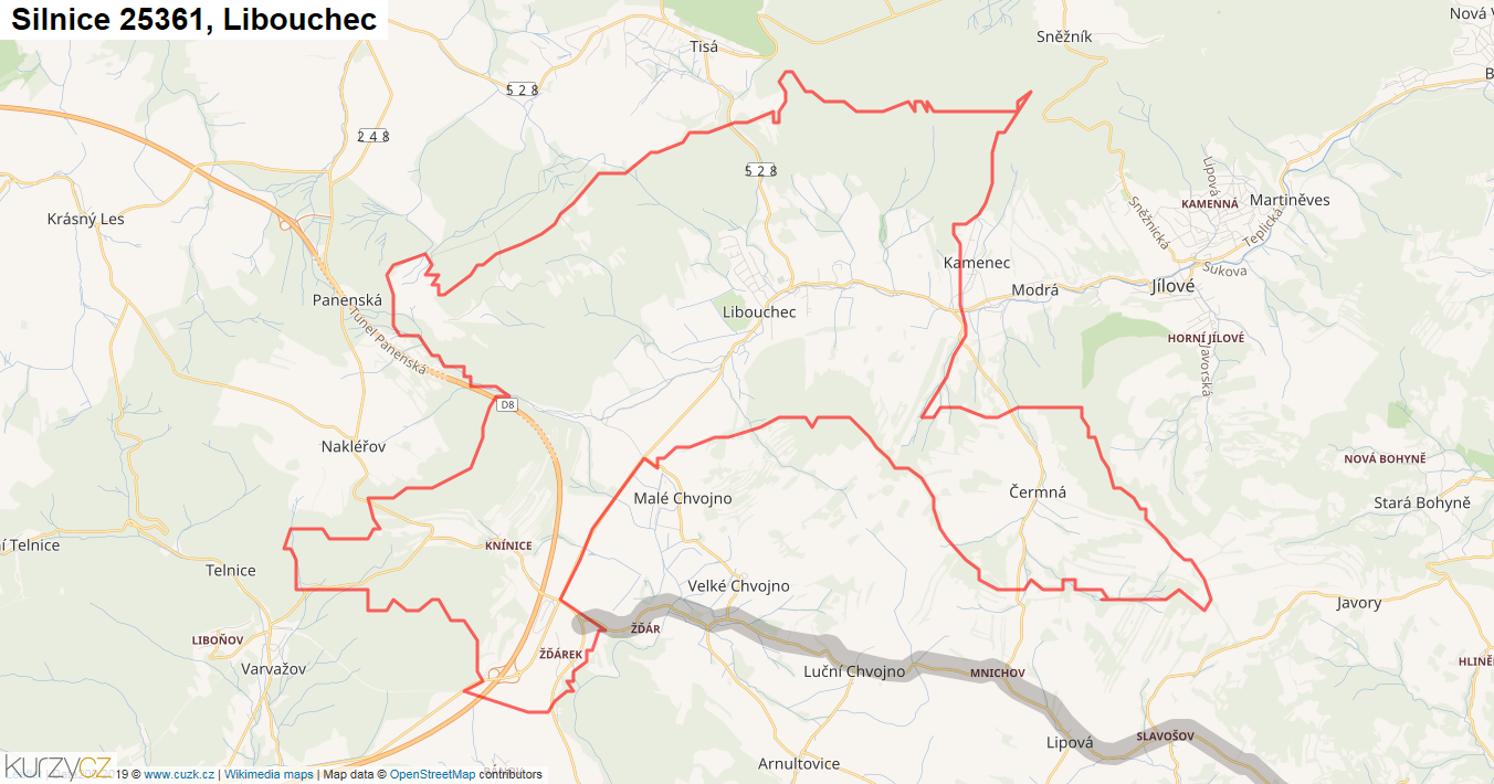 Libouchec, Silnice 25361 - Mapa