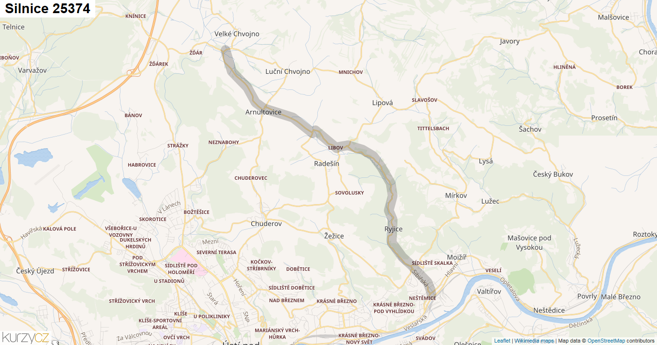 Silnice 25374 - mapa Silnice 25374