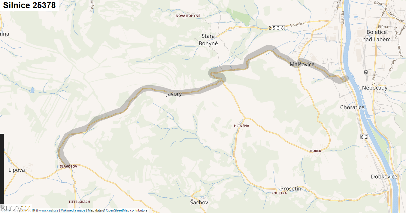 Silnice 25378 - mapa Silnice 25378