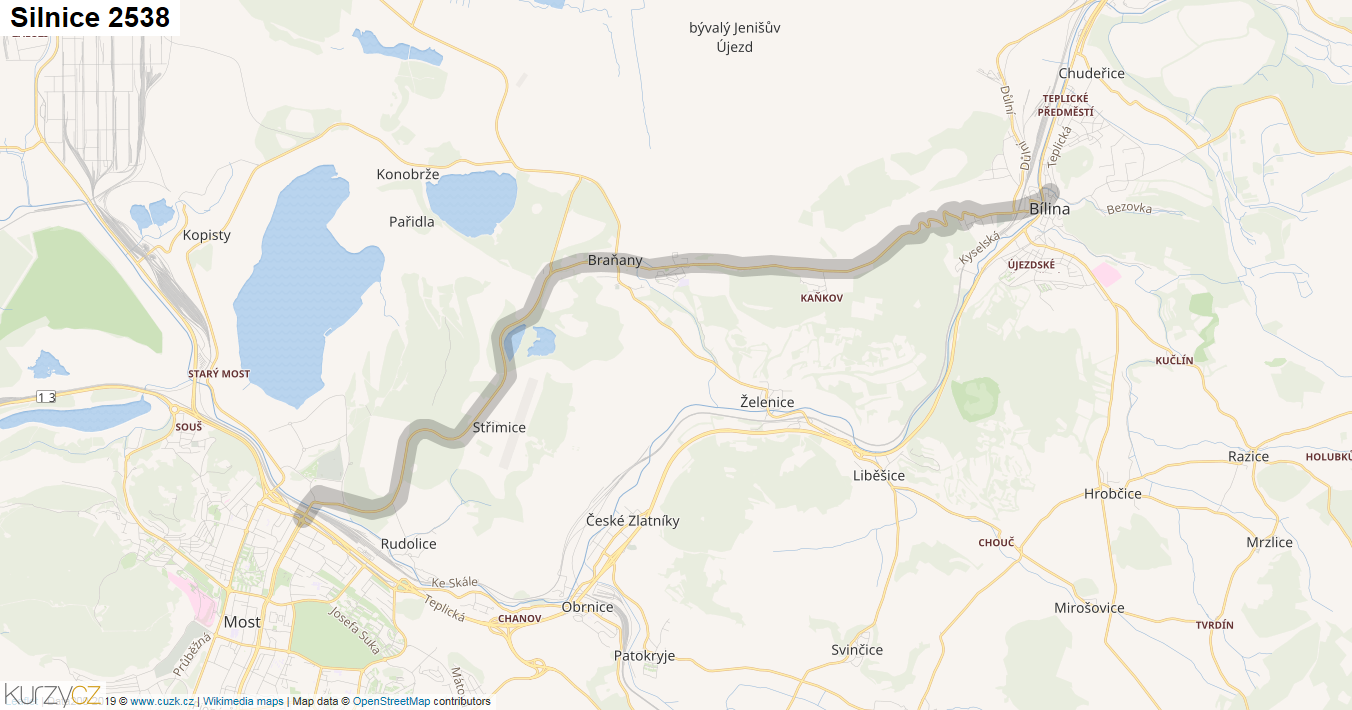 Silnice 2538 - mapa Silnice 2538