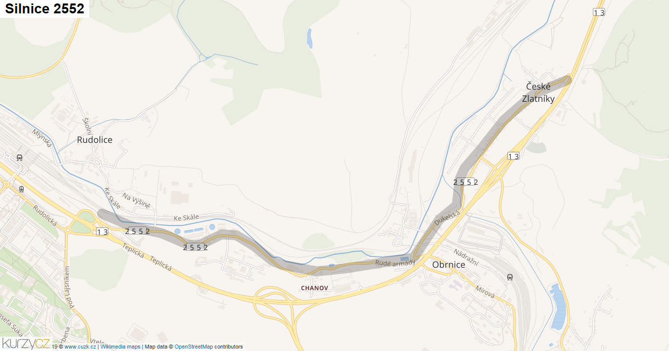 Silnice 2552 - mapa Silnice 2552