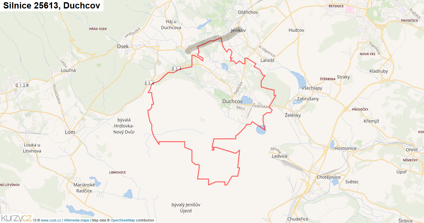 Duchcov, Silnice 25613 - Mapa