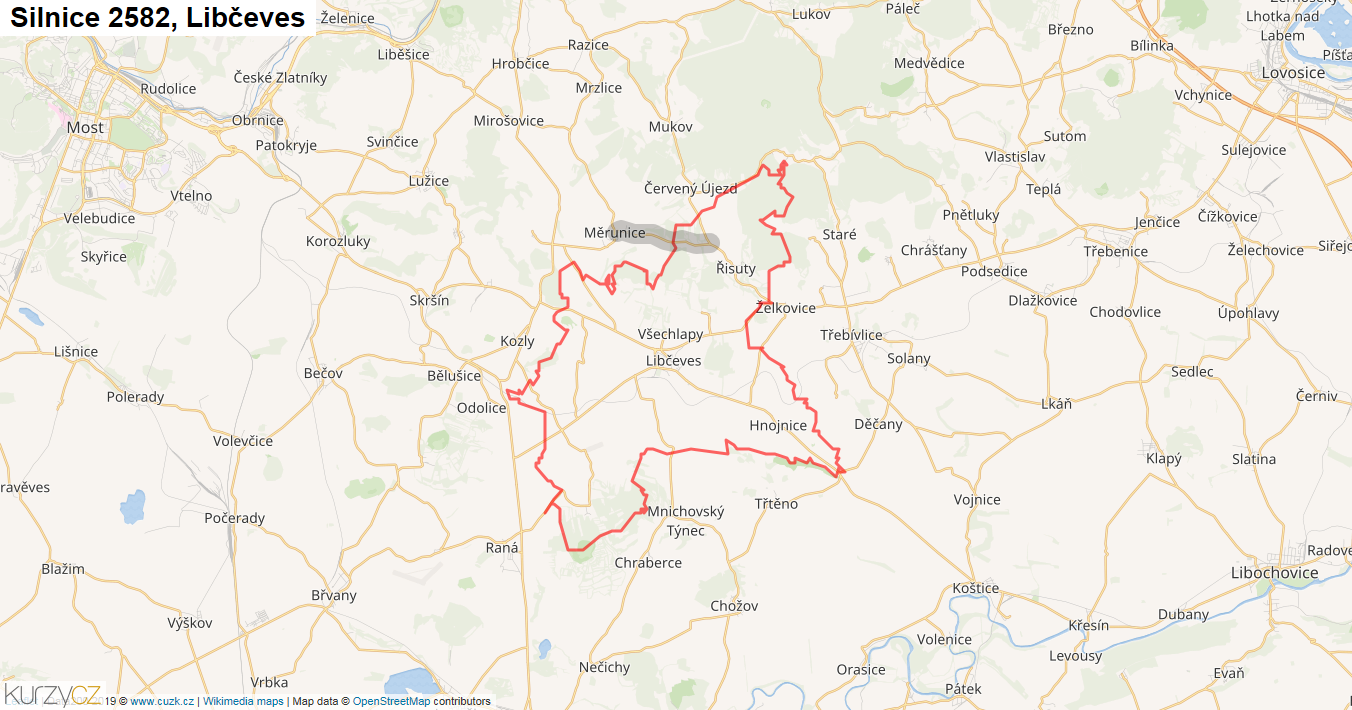Libčeves, Silnice 2582 - Mapa