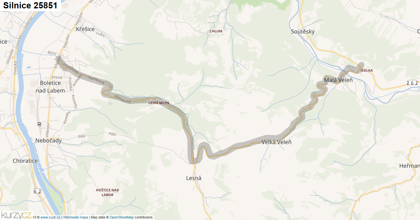 Silnice 25851 - mapa Silnice 25851