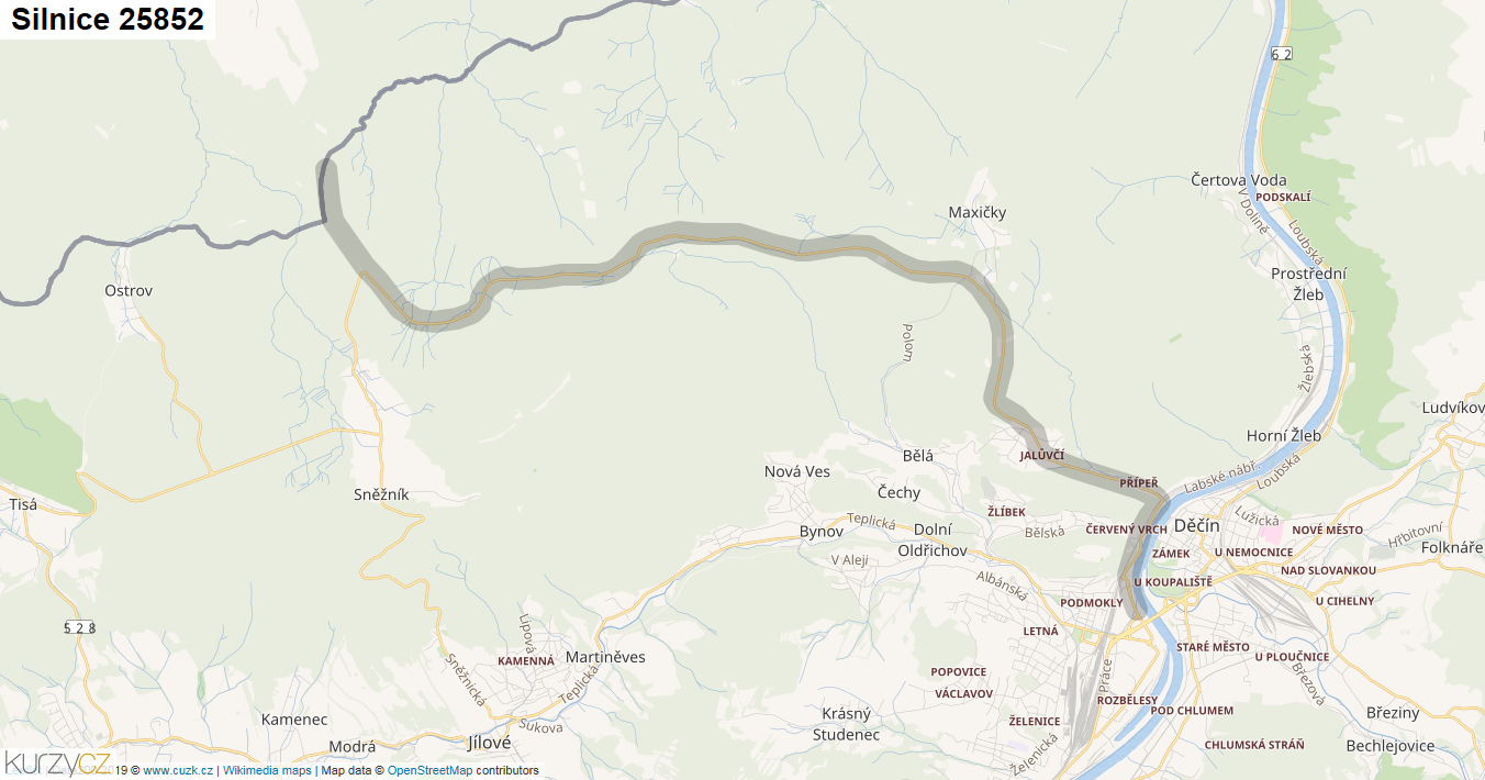 Silnice 25852 - mapa Silnice 25852