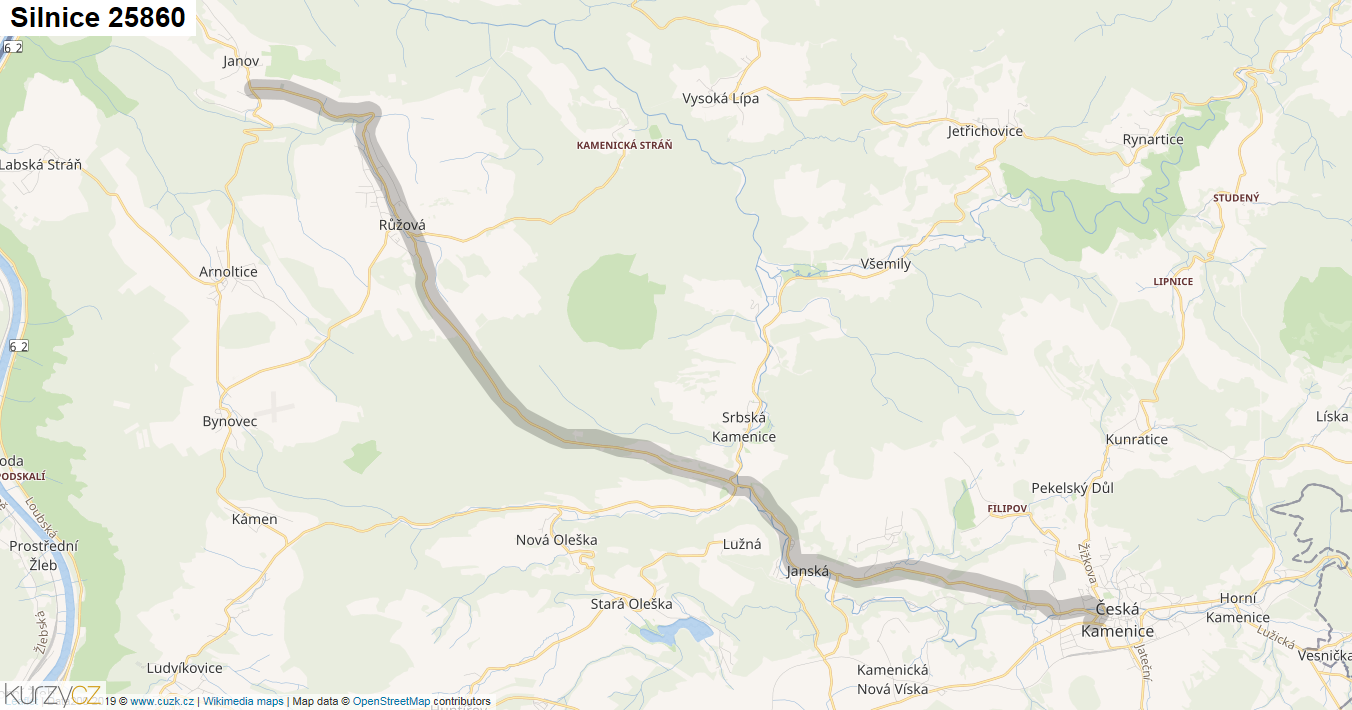 Silnice 25860 - mapa Silnice 25860