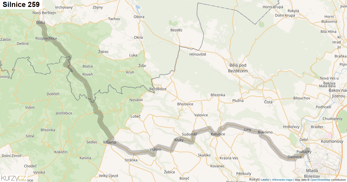 Silnice 259 - mapa Silnice 259