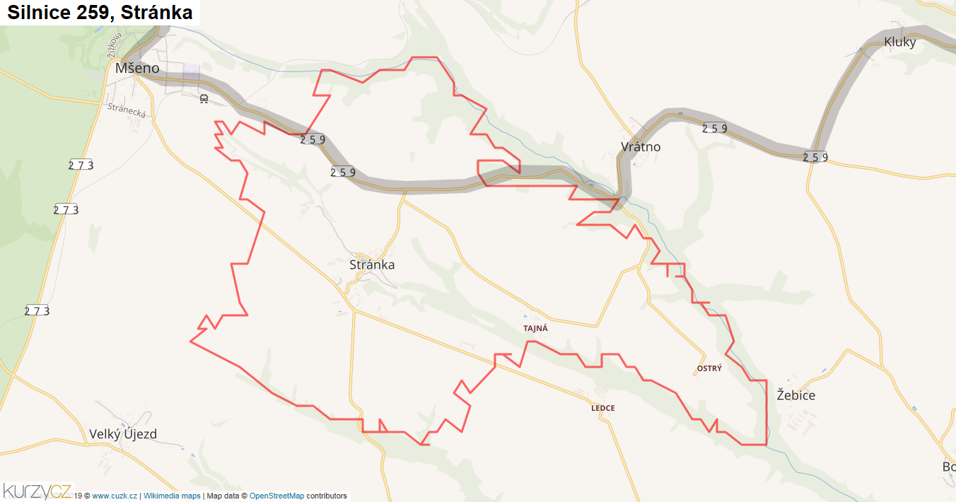 Stránka, Silnice 259 - Mapa