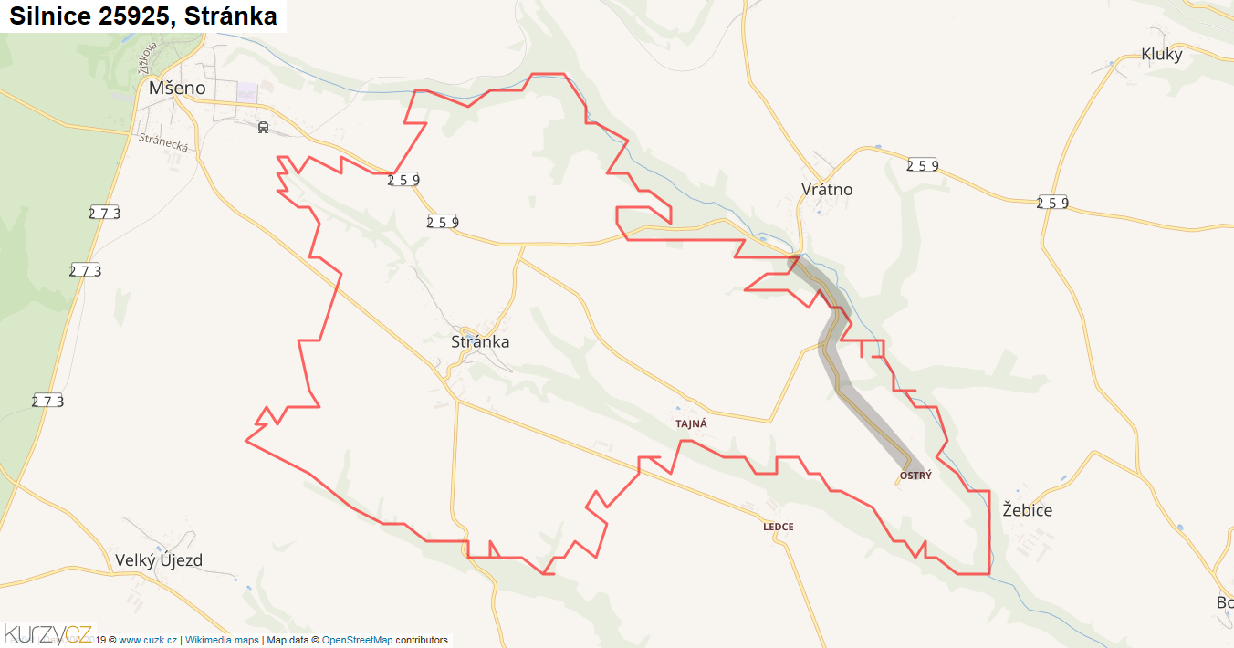 Stránka, Silnice 25925 - Mapa