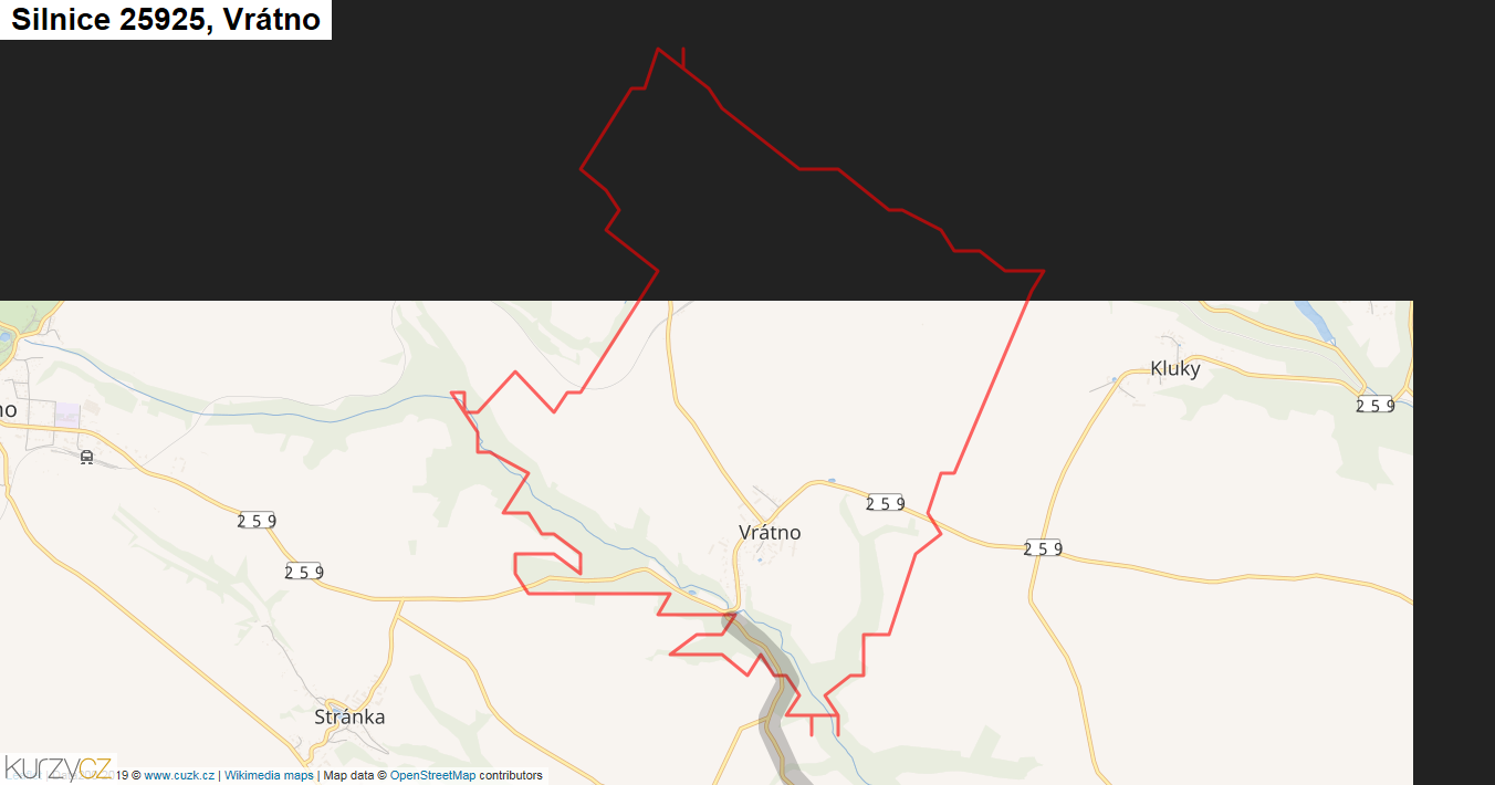 Vrátno, Silnice 25925 - Mapa