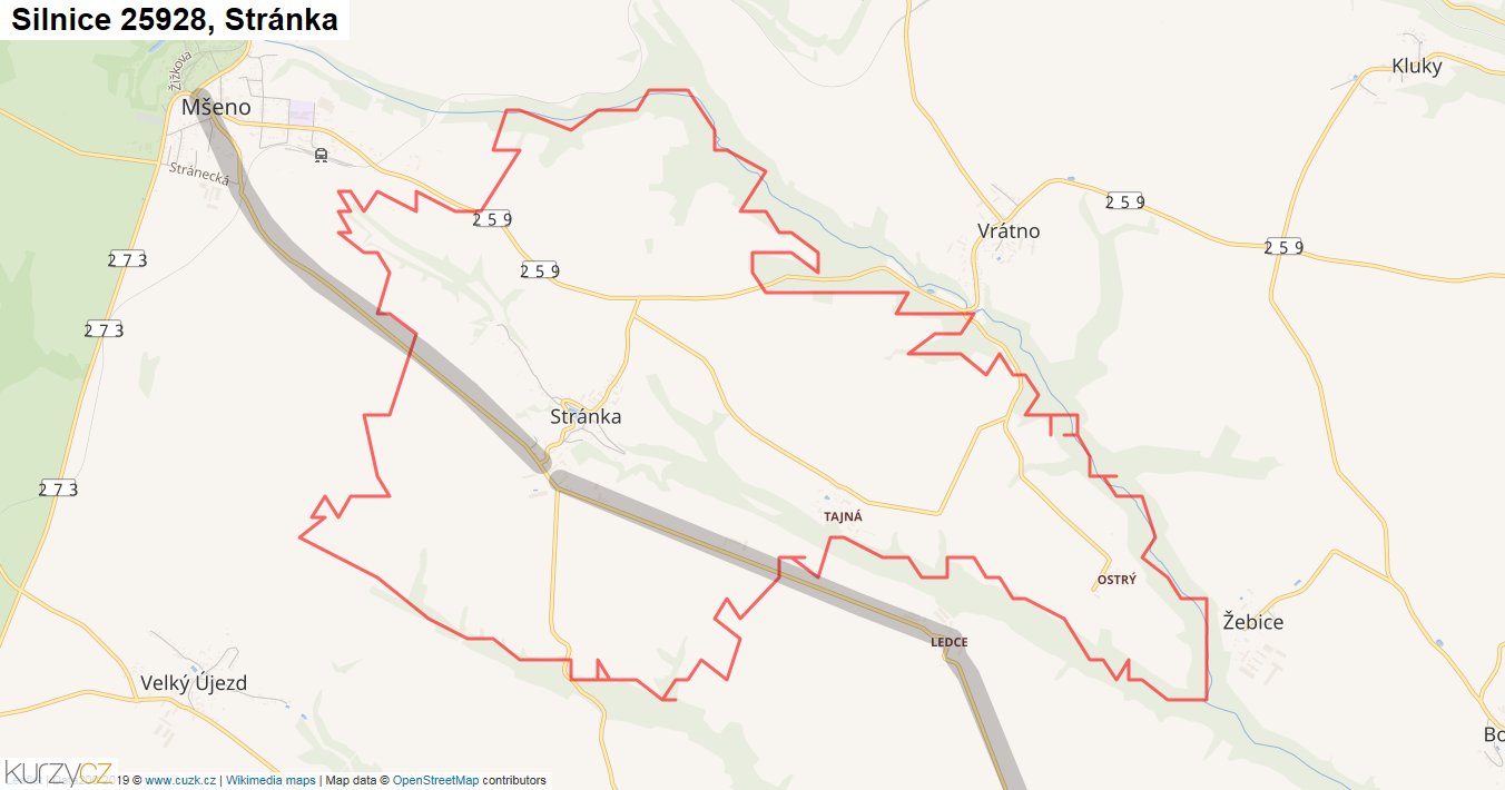 Stránka, Silnice 25928 - Mapa